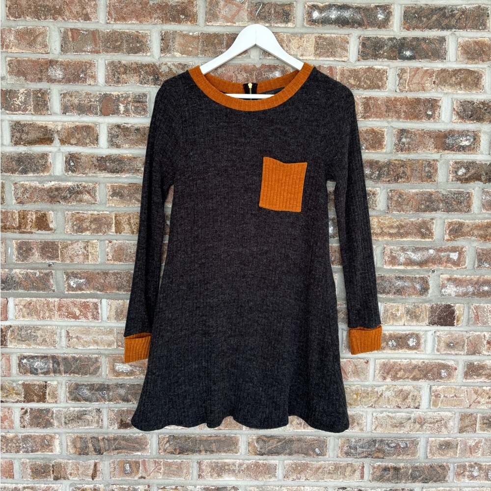 Anthro THML Gray Orange Sweater Dress Small